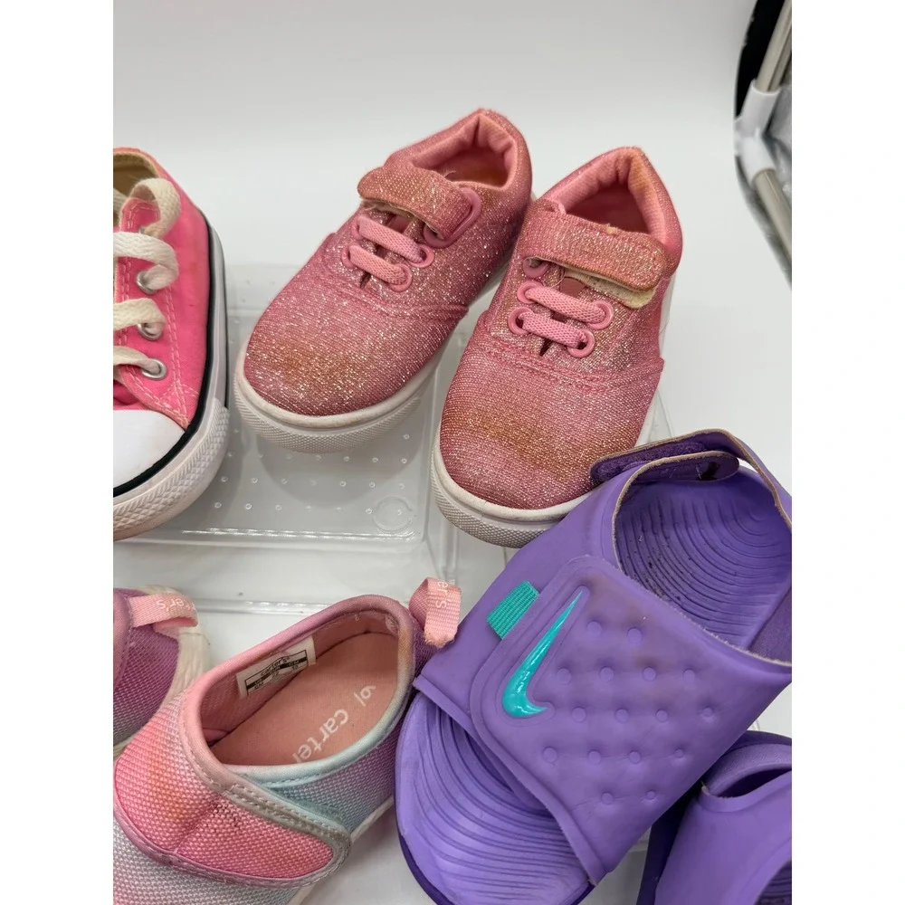 Toddler Girl Shoes Lot Size 6 Nike Converse Sneakers Sandals Pink Purple